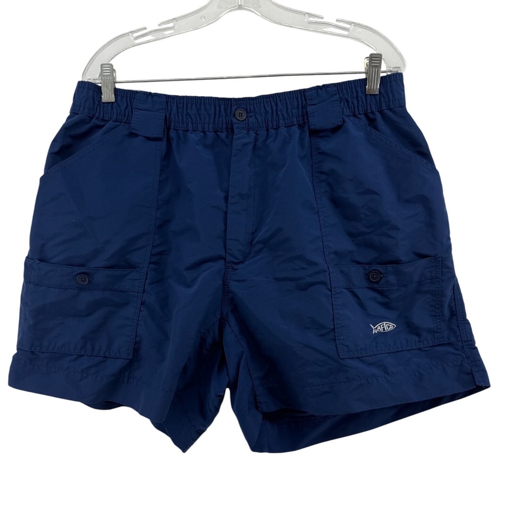 AFTCO Mens M01 Original Fishing Shorts Navy Blue Nylon Size 40 Cargo Water Sport
